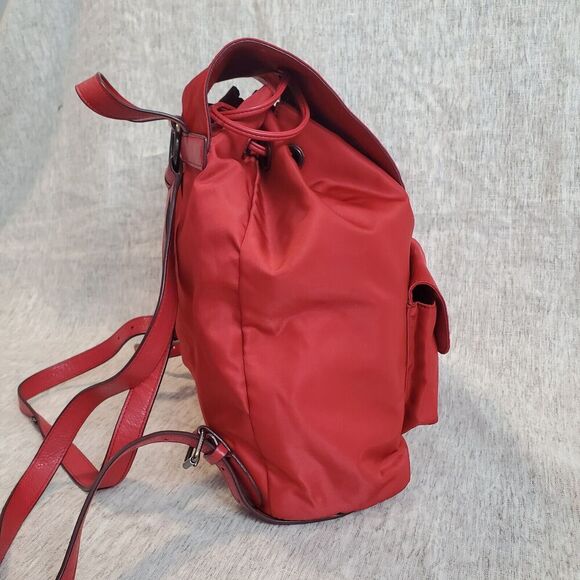 Coach F58814 True Red Nylon Backpack w/ Leather Trim and Antique Silver Hardware - Picture 5 of 13